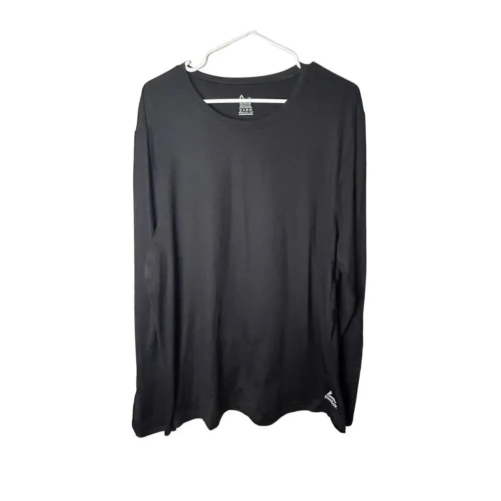 Reebok Men XL Black Long Sleeve T-Shirt Base Layer Performance Underwear Solid